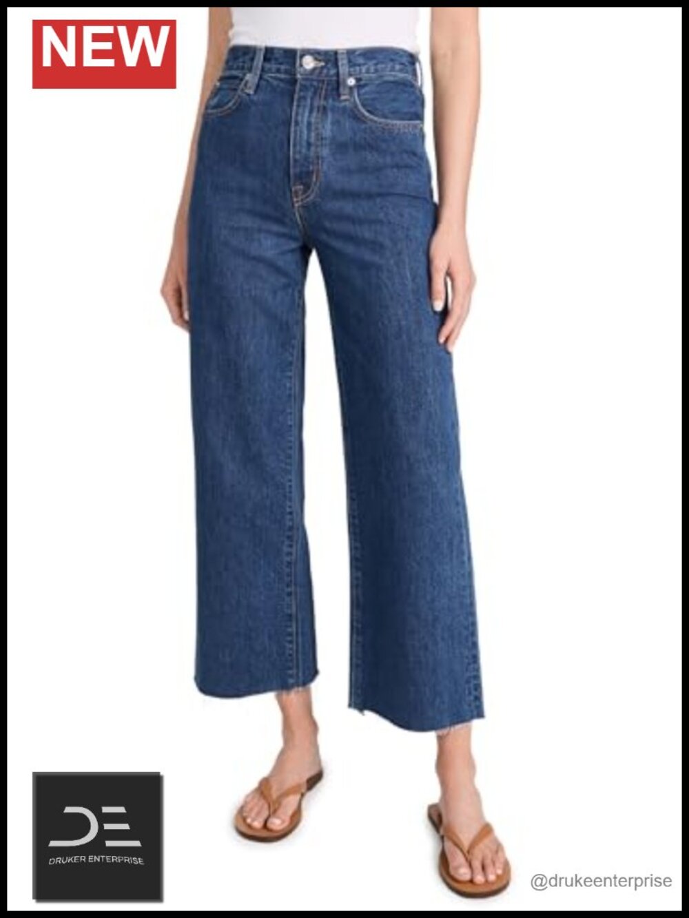 High Rise Wide Leg Non-Stretch Jeans Crop 27.25in